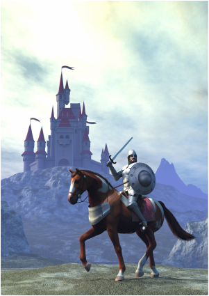 Knight with Camelot in background